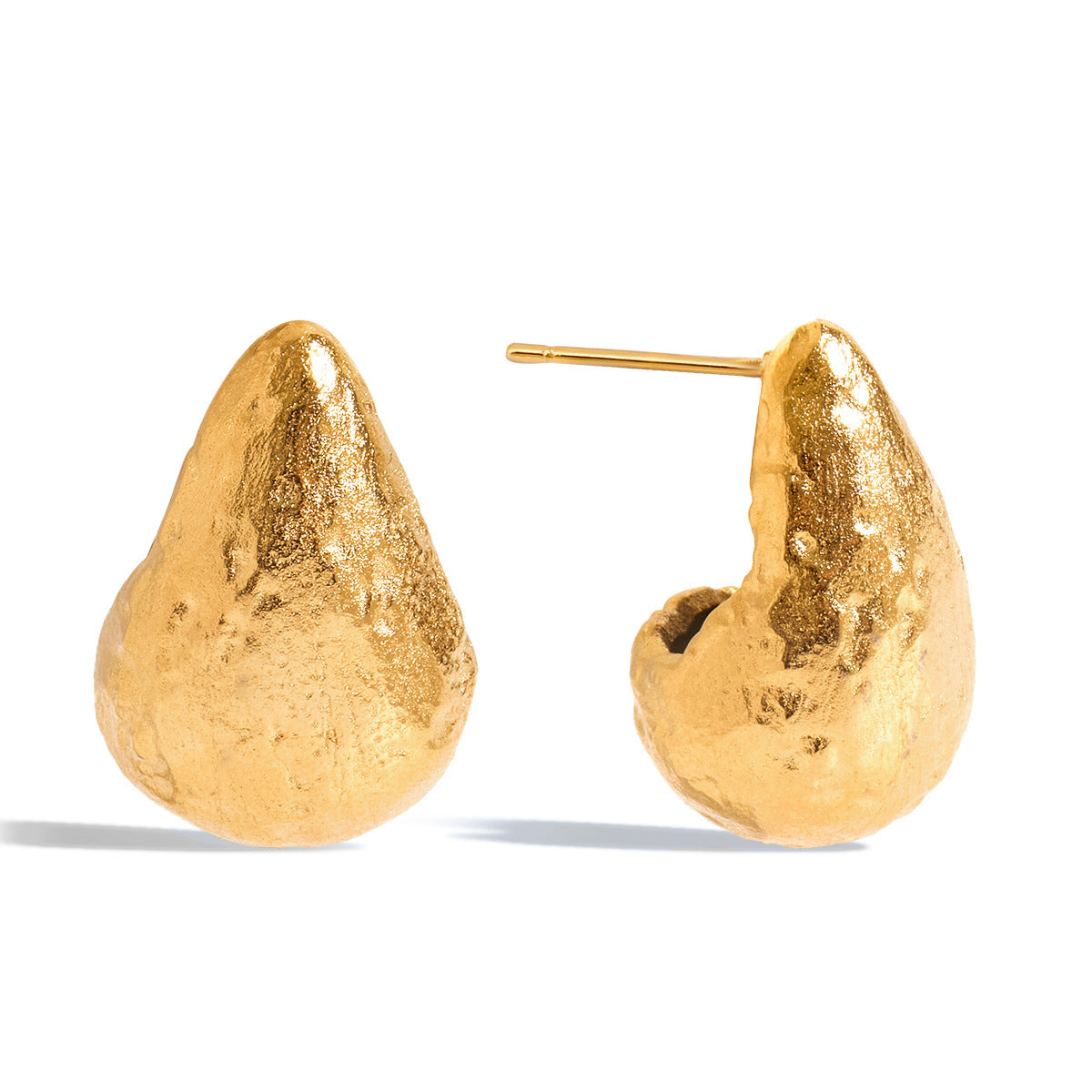 Wholesale 14K Gold Stainless Steel Gravel Texture Earrings