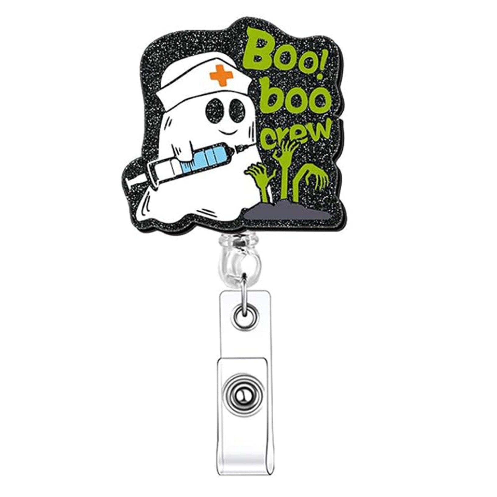 Wholesale Halloween Ghost Series Acrylic Retractable Rotating Badge Keychain