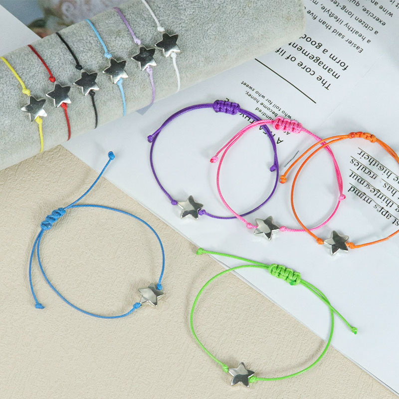 Wholesale Five-pointed Star Woven Hand Rope Color Adjustable Bracelet