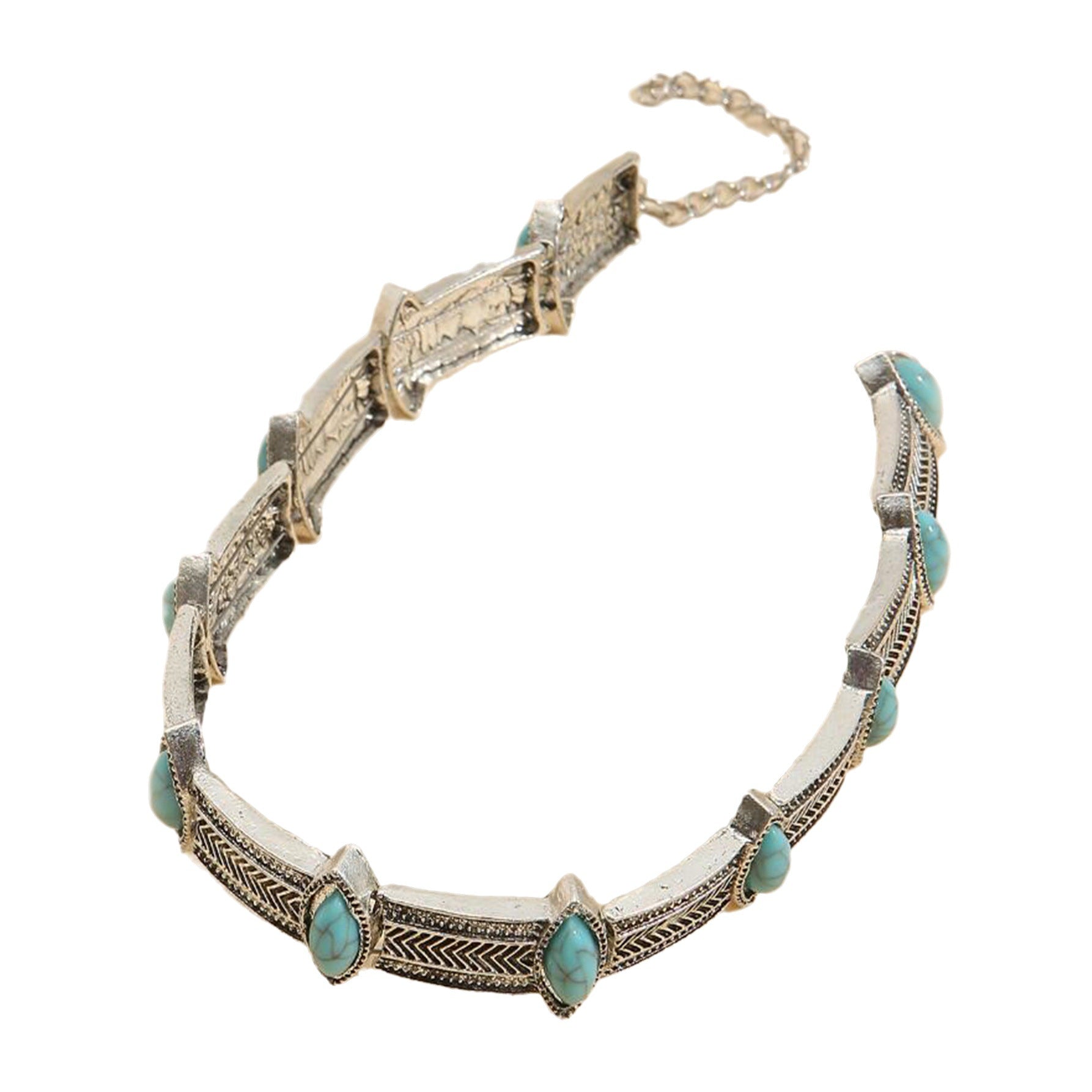 Wholesale Bohemian Vintage Turquoise Inlay Alloy Necklace Fashion Accessory