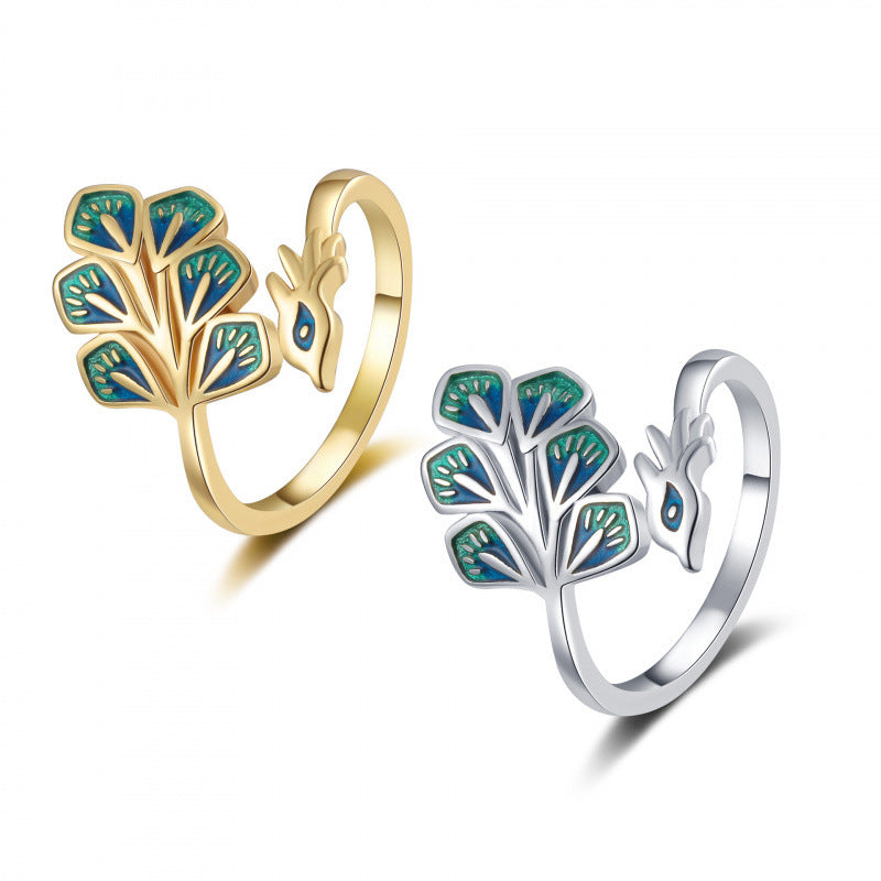 Wholesale Copper Peacock Adjustable Ring,  Fashion Animal Jewelry for Everyday Wear