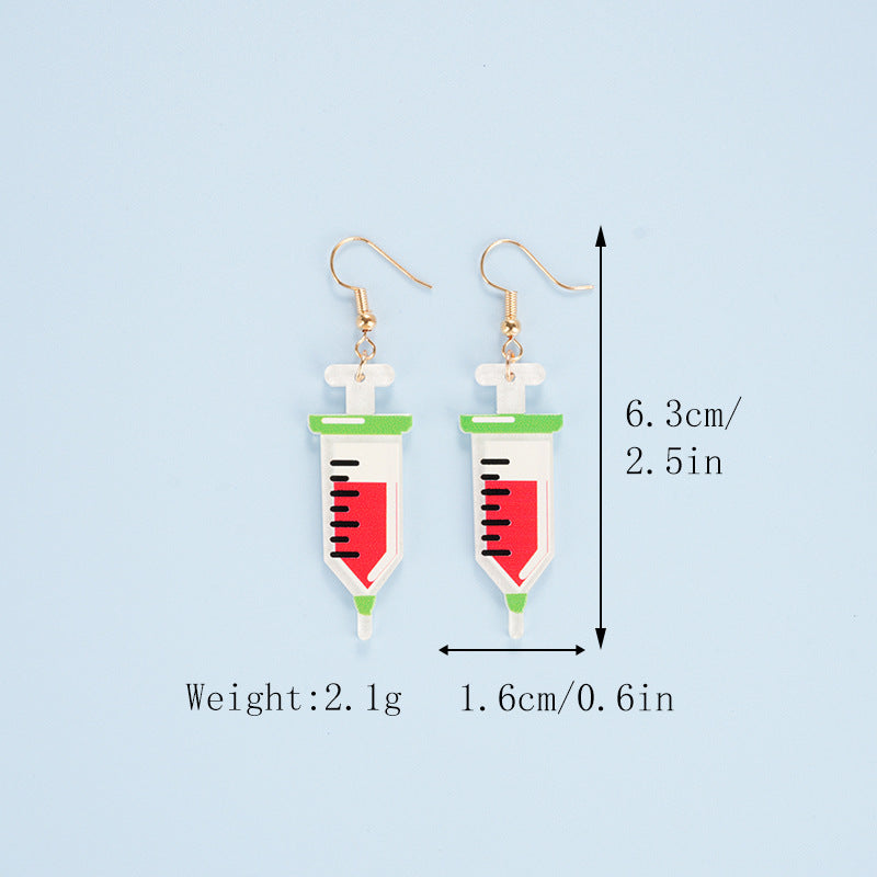 Wholesale Acrylic  Nurses Day Earrings Pink Blue Earrings