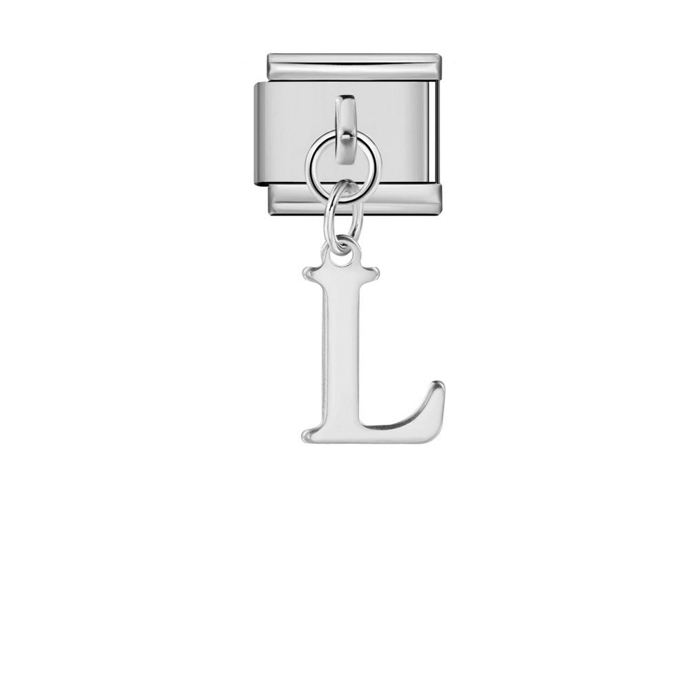 Wholesale Italian Charm Bracelet 9mm DIY Silver Simple Letter  Creative Stainless Steel Composable Bracelet