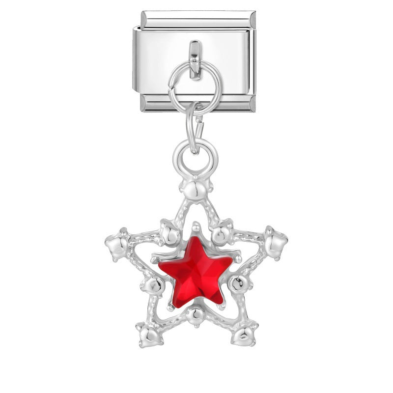 Wholesale  Italian Charm Bracelet 9mm DIY  Star Pendant Creative Stainless Steel Composable Bracelet