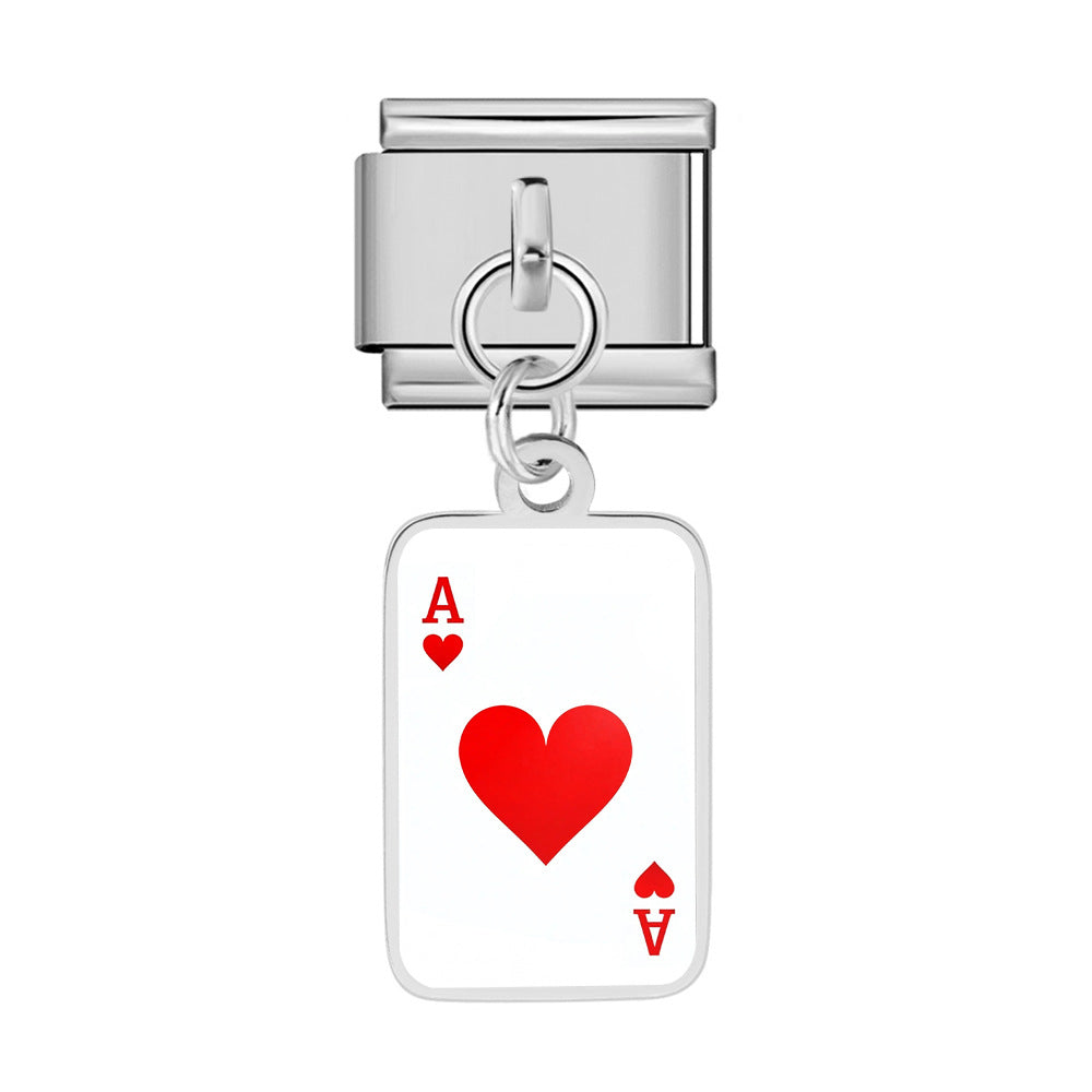 Wholesale Trendy Playing Card Pendant Stainless Steel Bracelet Fashion Accessory For Boutique Resale