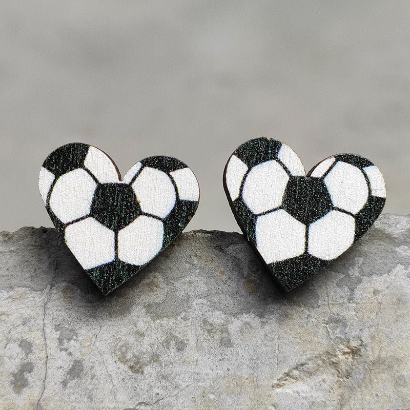 Wholesale Event sports jewelry heart-shaped Sports Baseball earrings