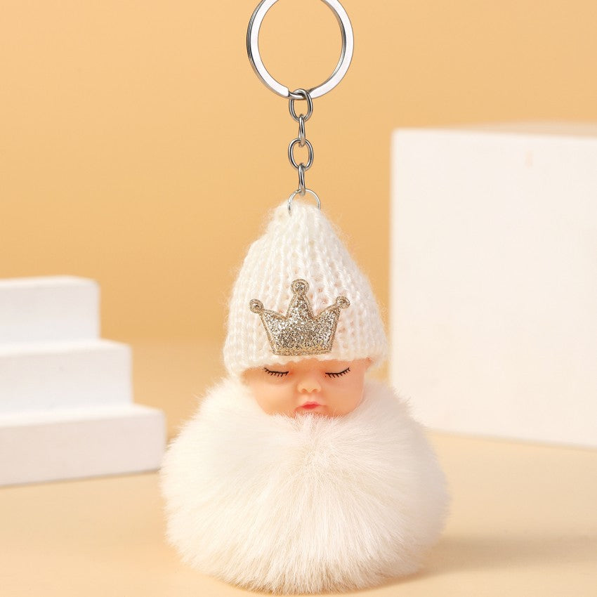 Wholesale Cute Crown Hat Plush Doll Keychains Pom Pom ACC-KC-RongR051