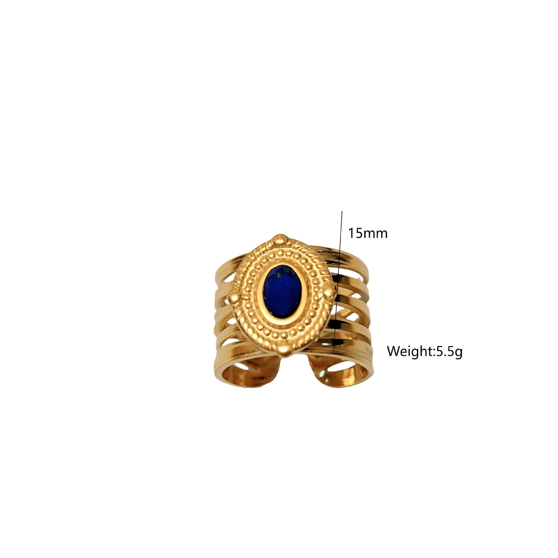 Wholesale Titanium Steel simple Joker cut face natural stone ring