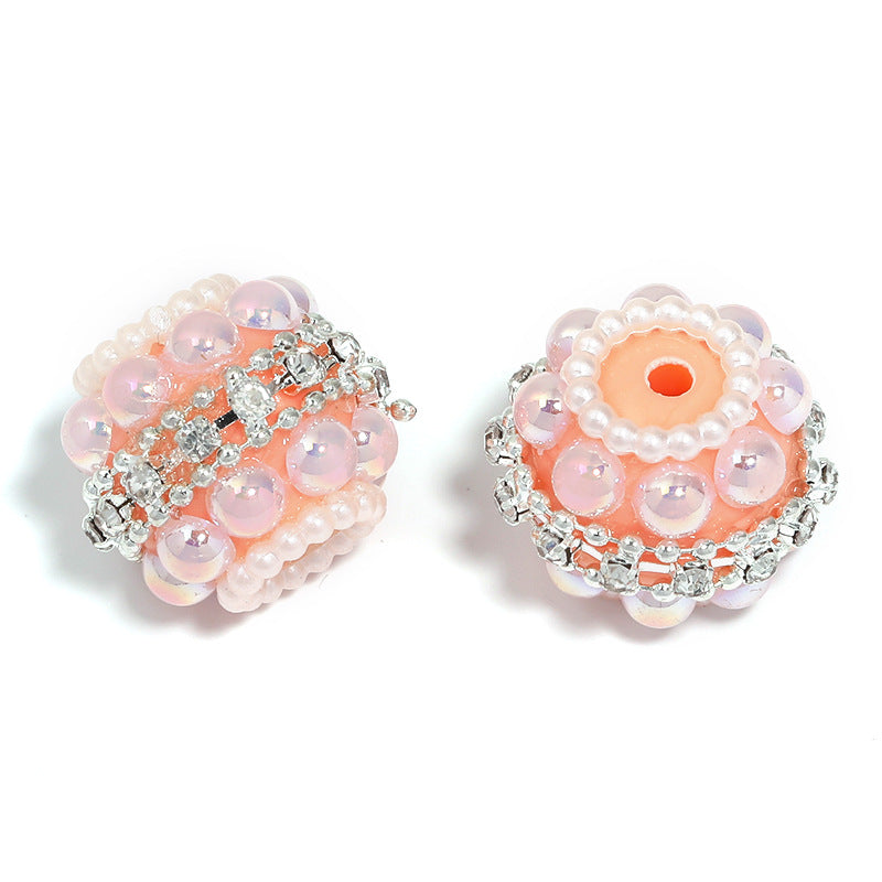 Wholesale 5pcs Heavy Color Pearl Diamond Ball Beaded Rhinestone Chain Full Diamond Beads Diy Accessories ACC-BDS-BLG093