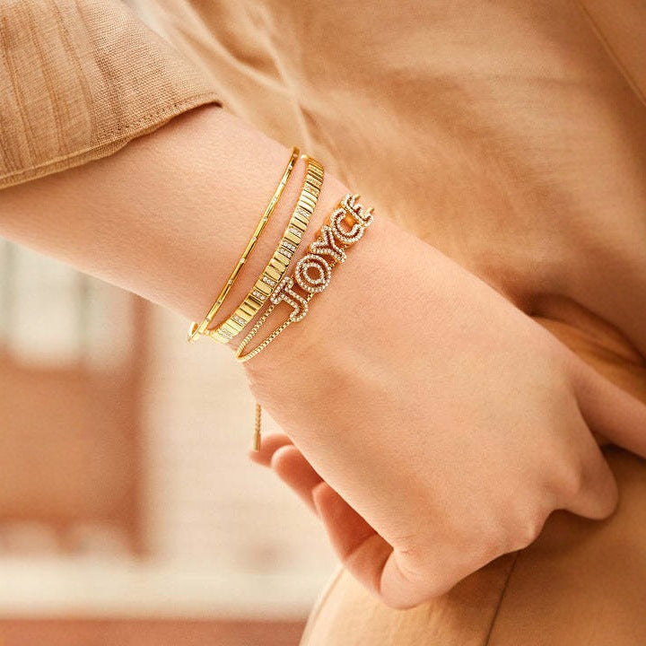 Wholesale  26 English letters inlaid zircon delicate gold DIY bracelet