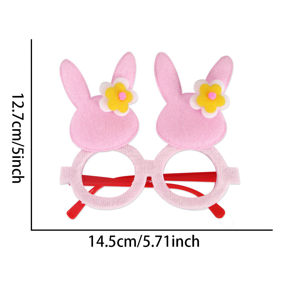 Wholesale  Easter decorations flannel chicken rabbit photo glasses decoration