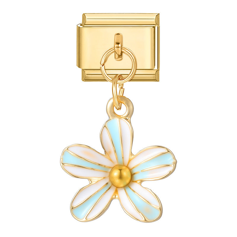 Wholesale 9mm Italian Charm Starter Bracelets DIY Flower Pendant Stainless Steel Composable Bracelet