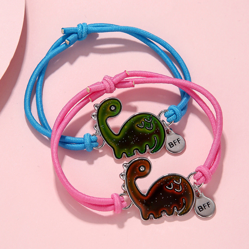 Wholesale Thermochromic Cartoon Pattern Elastic Bracelet Alloy Oil Drop Children' s Bracelet