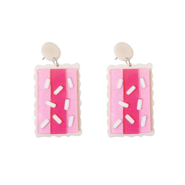 Wholesale Y2K Acrylic Pizza Ice Cream Cake Milk Tea Fried Egg Donut Peanut Butter Sushi Cookie Earrings