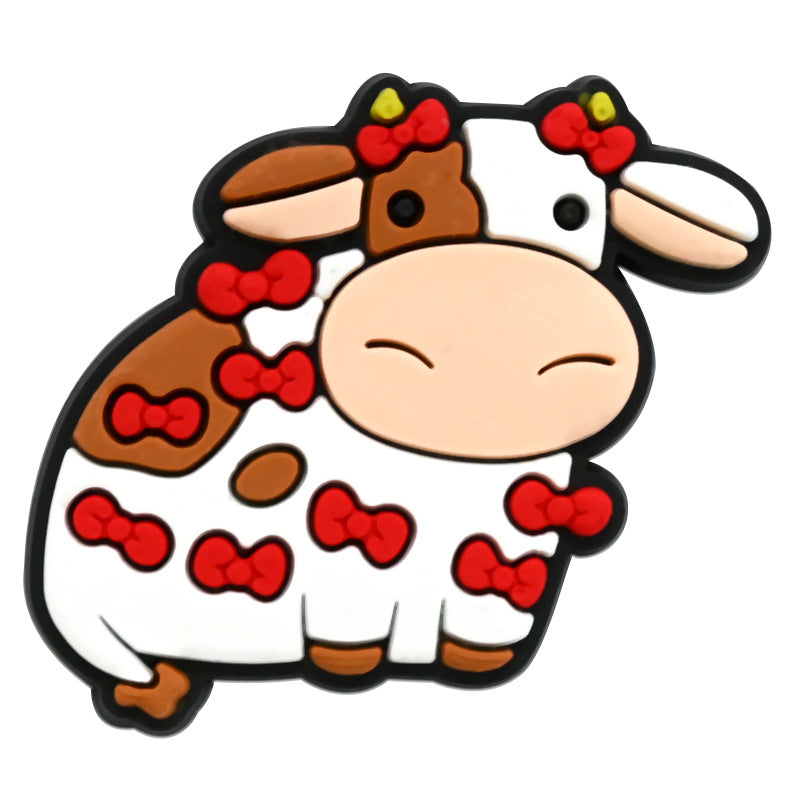 Random 100pcs Cute Cow PVC Soft Rubber Shoe Buckle Decoration ACC-SC-RYY067