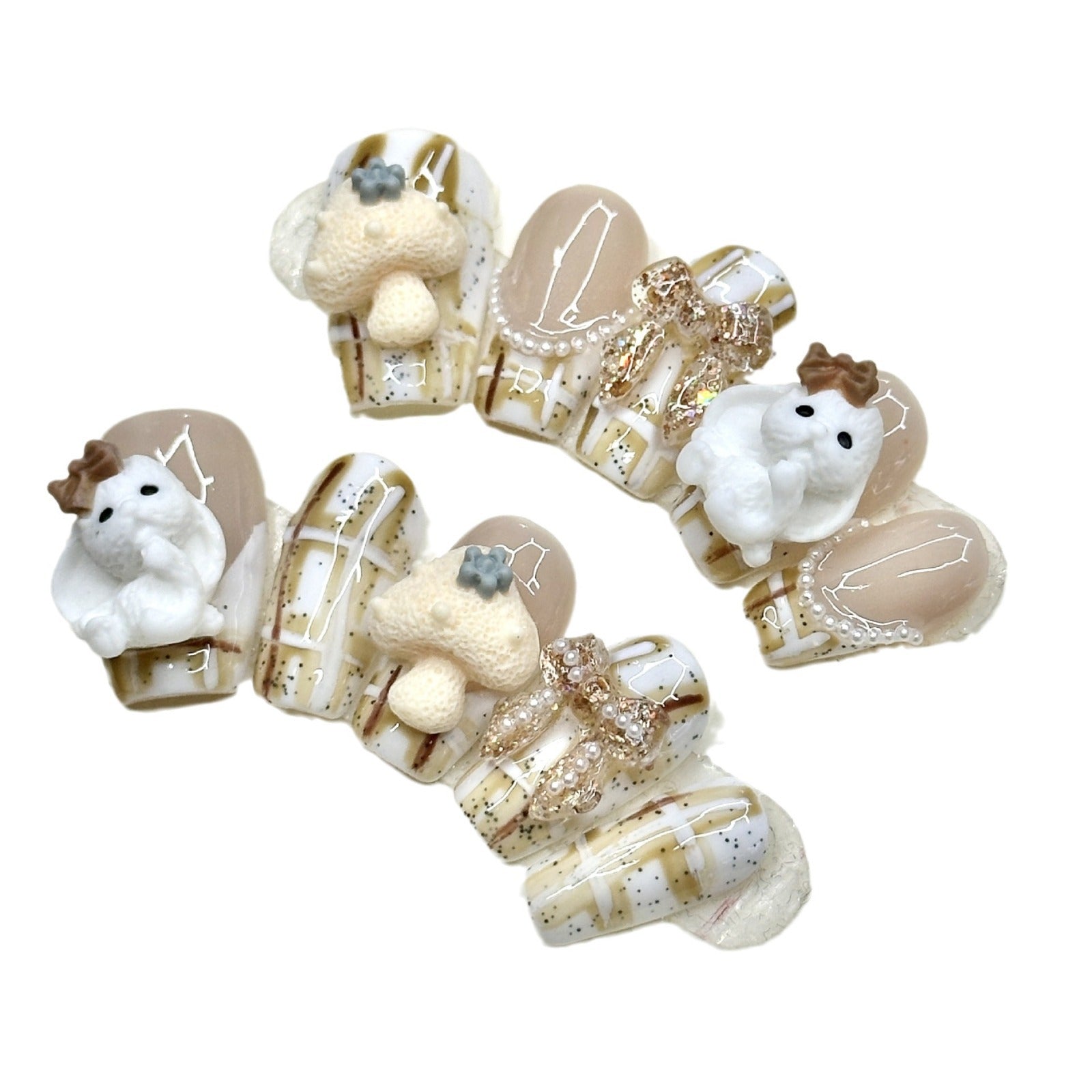 Wholesale 24 Pieces/box Bunny Press-on Nails Kits Nail Stickers ACC-NS-qilong002