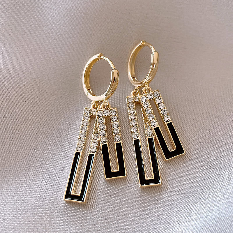 Wholesale  geometric square full diamond  earrings