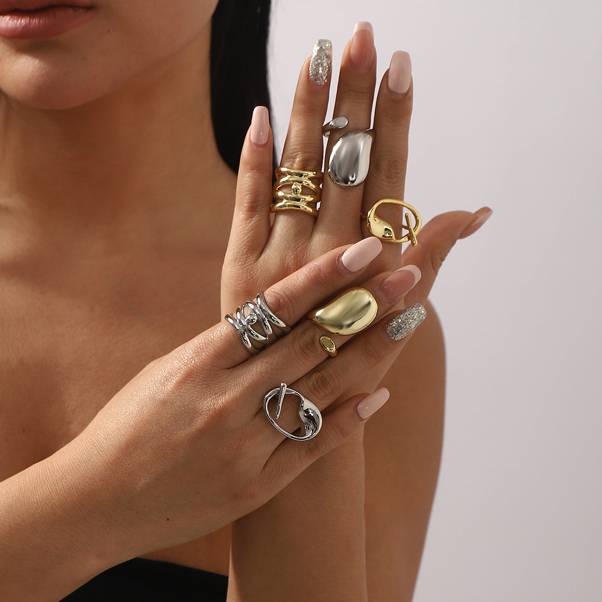 Wholesale Multi-Layered Line Ring Personalized Heavy Copper Cross-Wrapped Open Ring