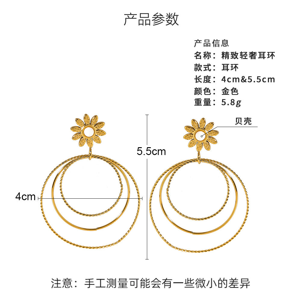 Wholesale 18K gold titanium steel multi-layer circle earrings