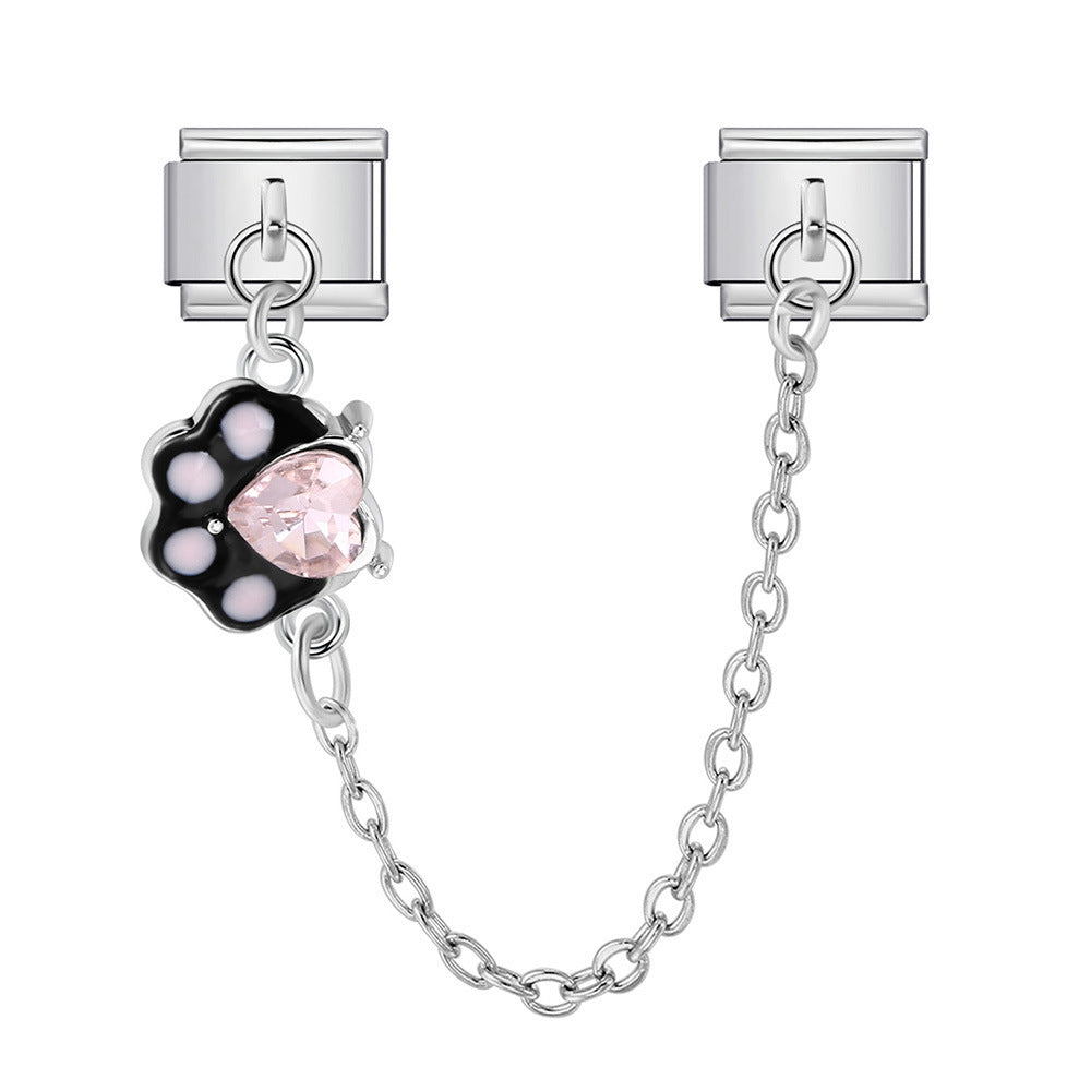 Wholesale  Italian module silver double pendant stainless steel  DIY  bracelet