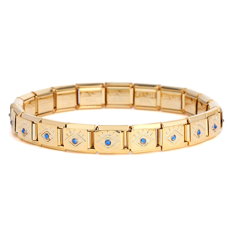 Wholesale 5pcs Italian Charm Bracelet Charm Module Stainless Steel Pink Peach Heart Bracelet 9mm DIY Pattern Free Stitching Detachable Composable Bracelet ACC-BT-XY002