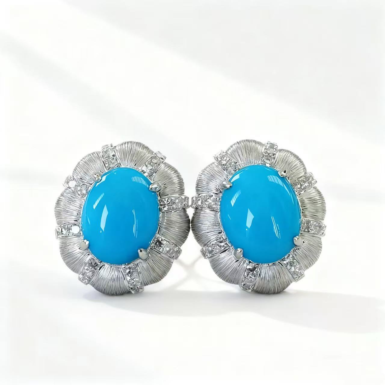 Wholesale Geometric Blue Turquoise Earrings for Women,  Copper Electroplate,  Stylish Jewelry Accessory