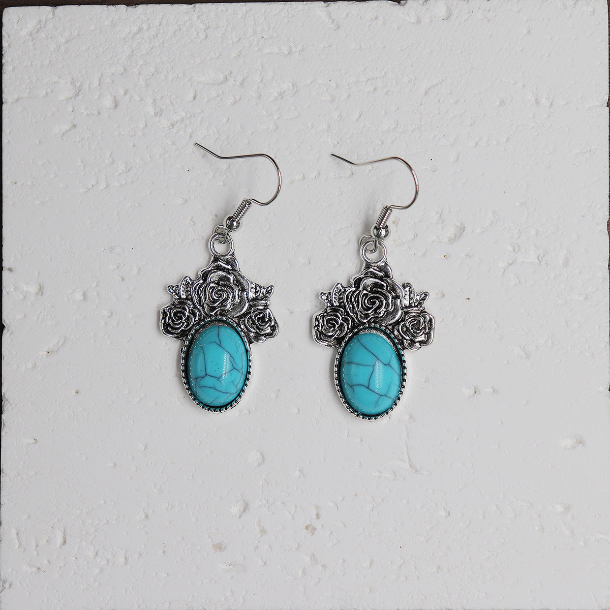 Wholesale Ethnic Style Alloy Drop Earrings with Imitation Turquoise – Trendy Beach Jewelry Accessory