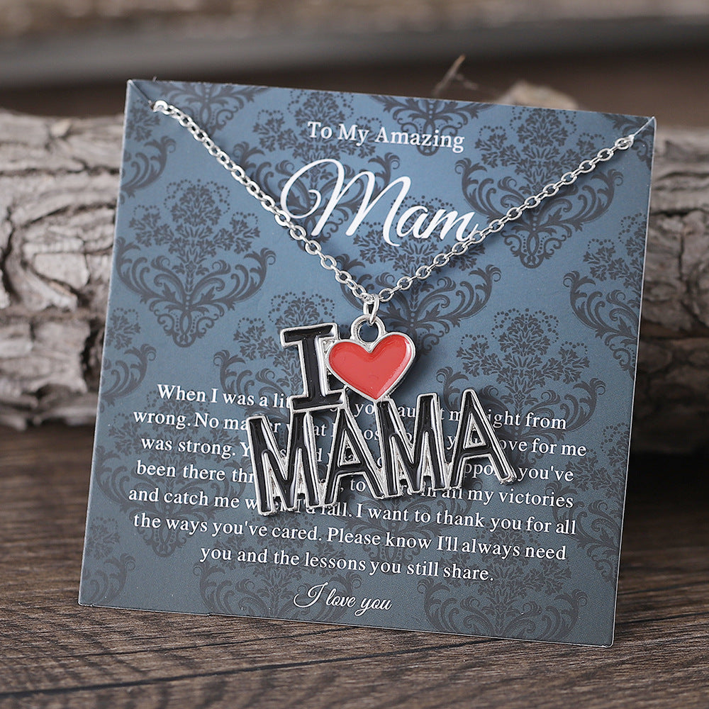 Wholesale mother's day father's day I love mom and dad pendant necklace