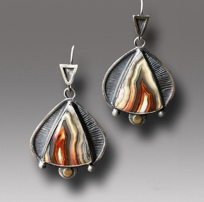 Wholesale Retro Artistic Geometric Teardrop Agate Earrings,  Electroplated Metal Dangle Earrings,  Stylish Party Gift for Boutique Resale