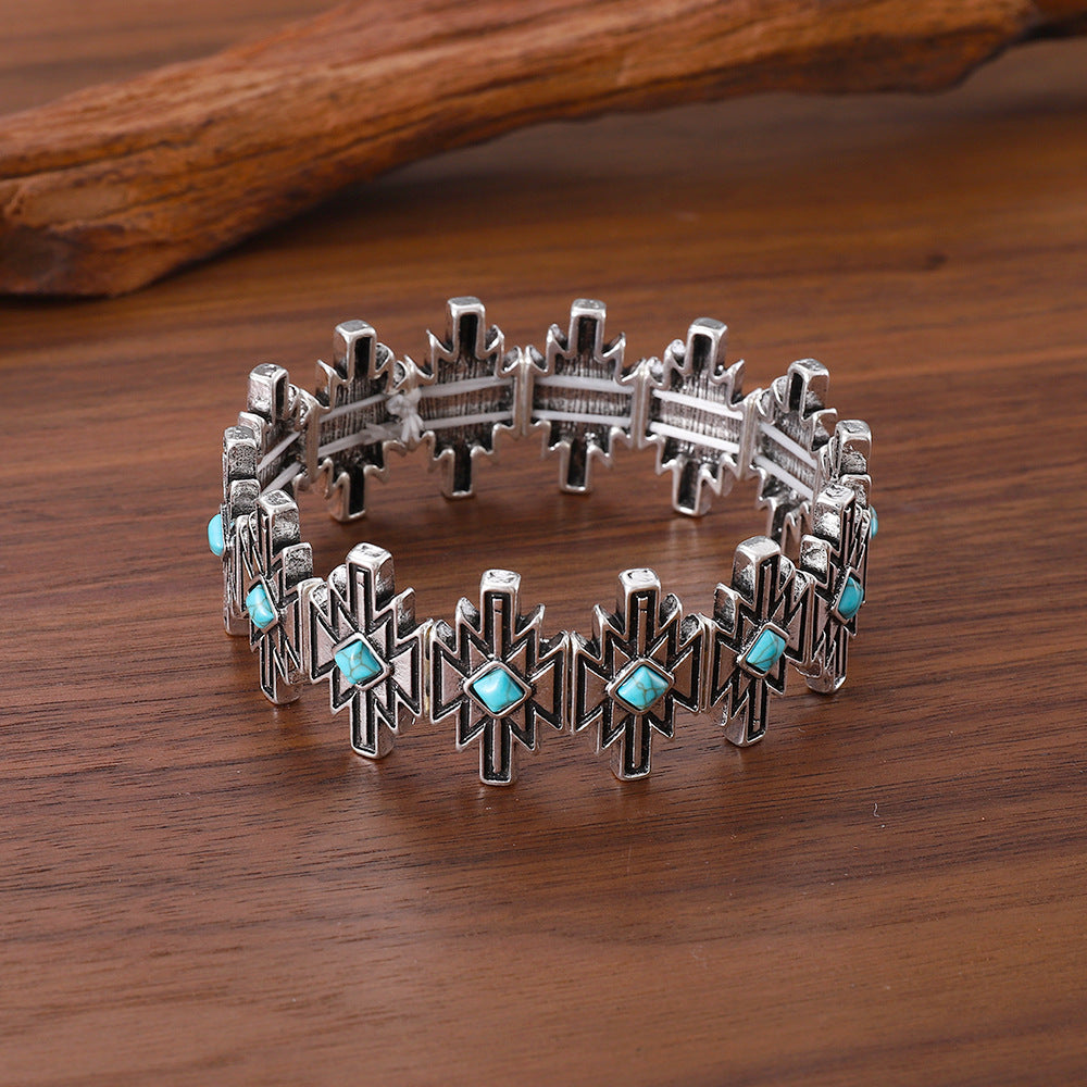 Wholesale Bohemian Style Adjustable Bracelet Turquoise Tone Zinc Alloy Electroplated Fashion Accessory