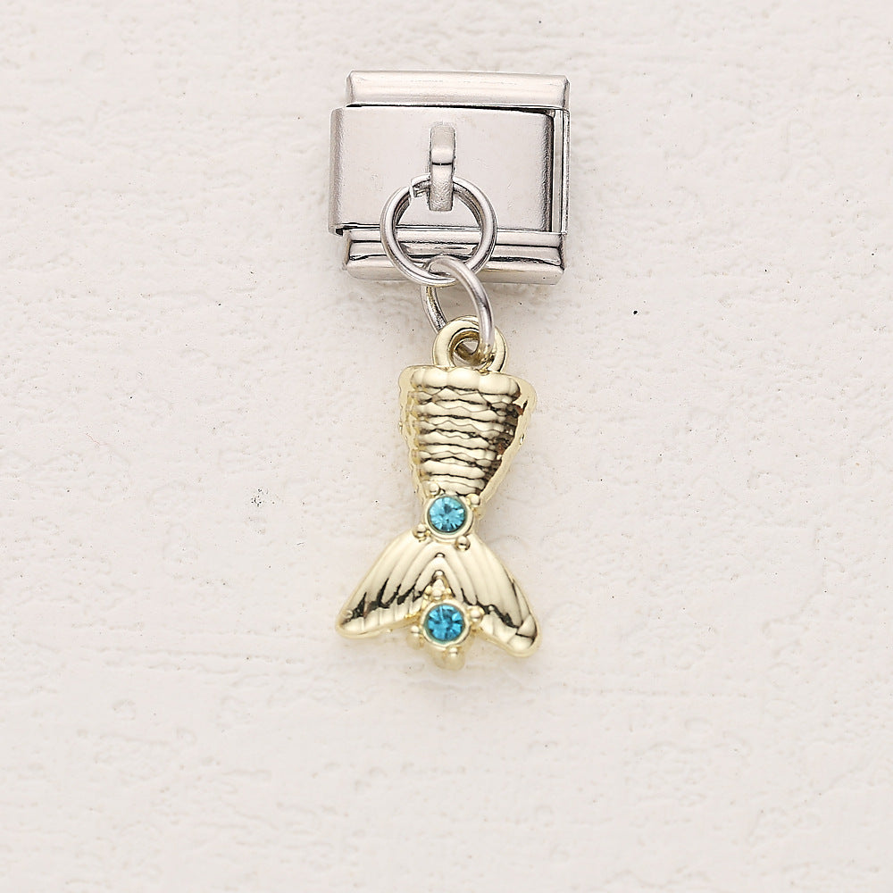 Wholesale 10pcs Italian Charm Bracelet 9mm DIY Splicing Marine Life Shell Stainless Steel Composable Bracelet