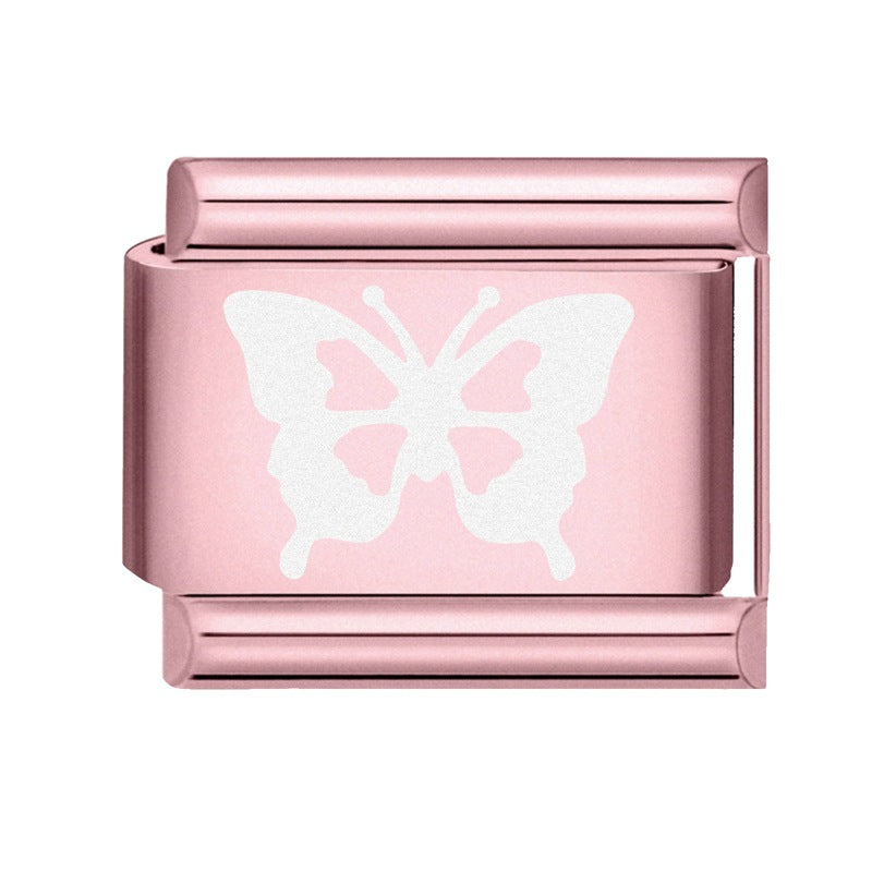 Wholesale Italian Charm Bracelet 9mm DIY Splicing Rose Pastel Stainless Steel Composable Bracelet