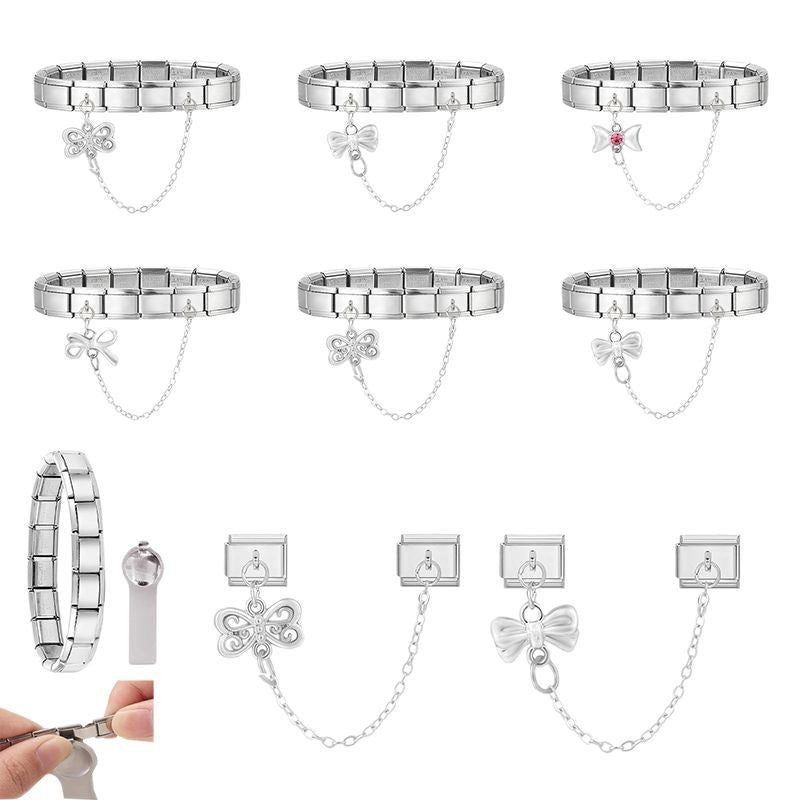 Bracelet de charme italien en gros 9 mm DIY SPLICURE DOUBLE PENDANT BRACILABLE D'ECHELABLE EN ACI