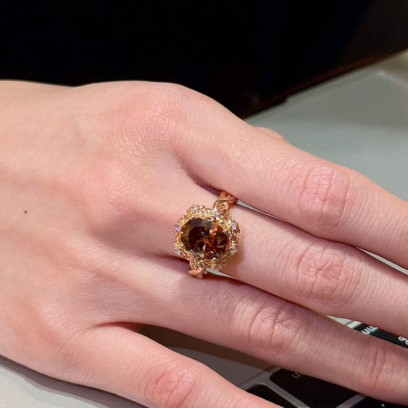 Wholesale Korean Style Retro Champagne Gold Plated Ring - Jewelry Accessory for Everyday Wear and Gift