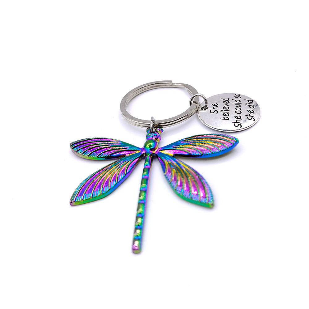 Wholesale Colorful Dragonfly Keychain Stainless Steel Key Ring Pendant Key Ring ACC-KC-DaMai001