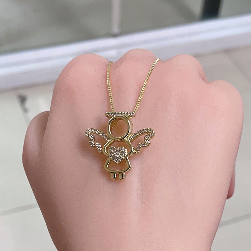 Wholesale Zirconium Inlaid Heart Angel Necklace ACC-NE-BaiTian003