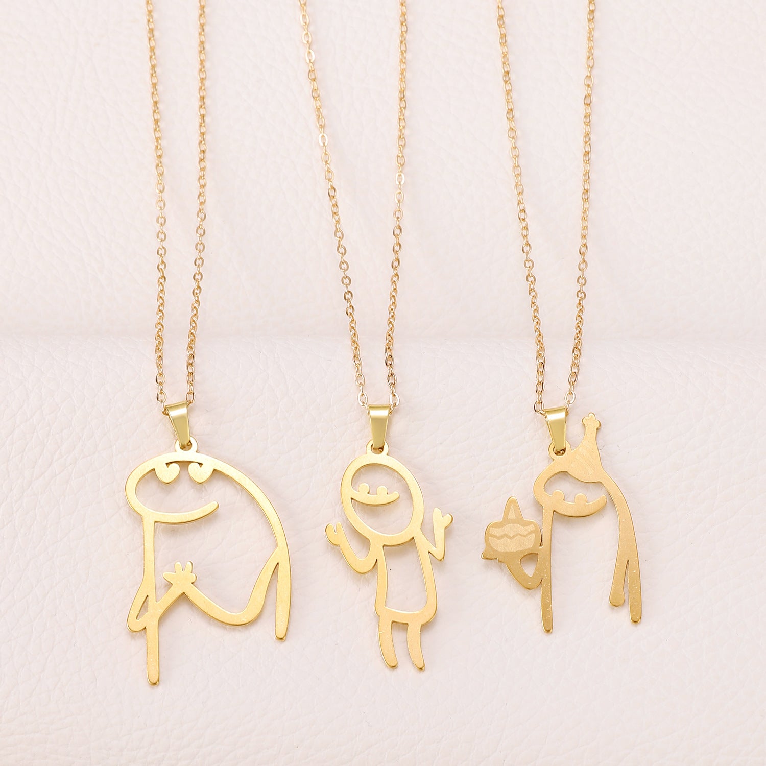 Wholesale Funny Cute Cartoon Character Gold Stainless Steel Necklace