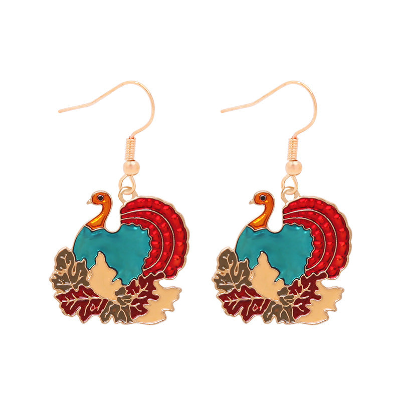 Wholesale Cartoon Alloy Oil Drop Thanksgiving Pumpkin Earrings ACC-ES-Bingl001