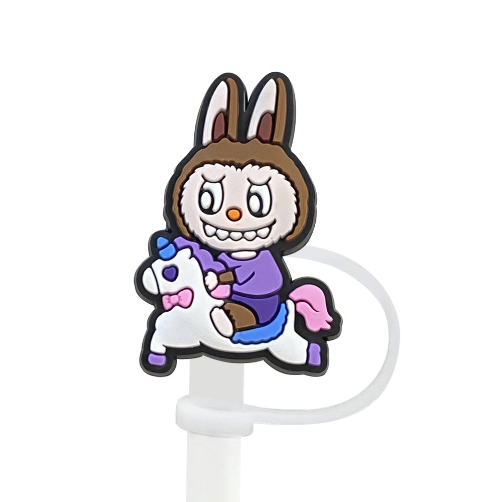 Wholesale Random 100pcs Cute Cartoon 10mm PVC Soft Straw Tube Cap