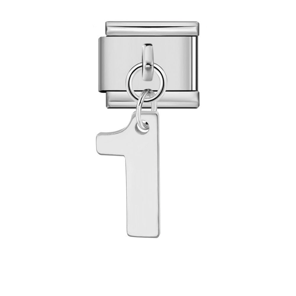 Bracciale fai da te con ciondolo con gancio in acciaio inossidabile a una cifra modulare italiano all'ingrosso