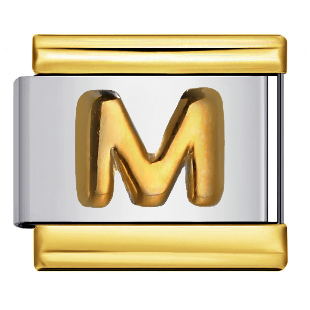 Wholesale Italian Charm Bracelet 9mm DIY Splicing Removable Raised Letters Stainless Steel Composable Bracelet