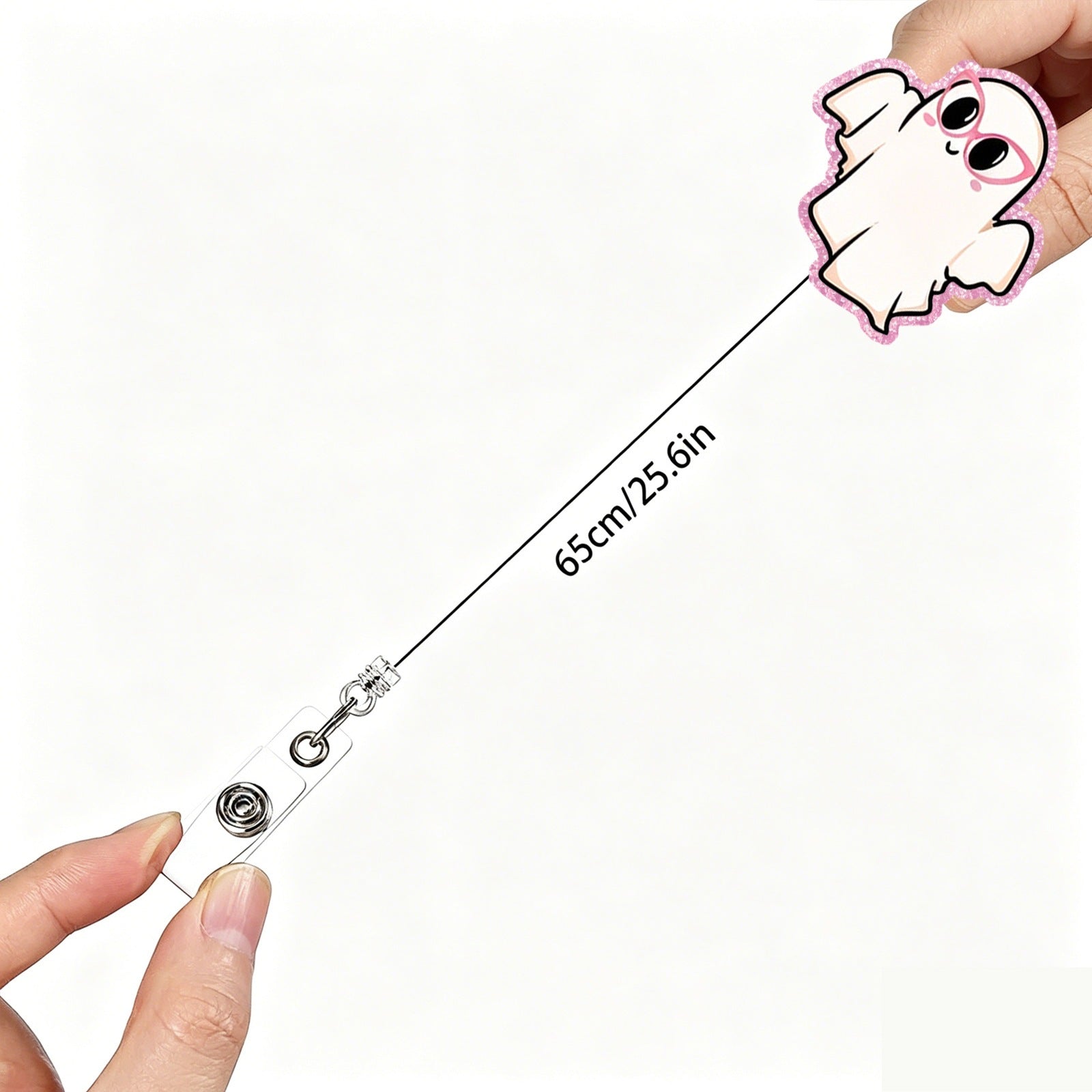 Wholesale Trendy Acrylic Ghost Badge Clip,  Easy-to-Rotate Design for ID Cards and Keychains