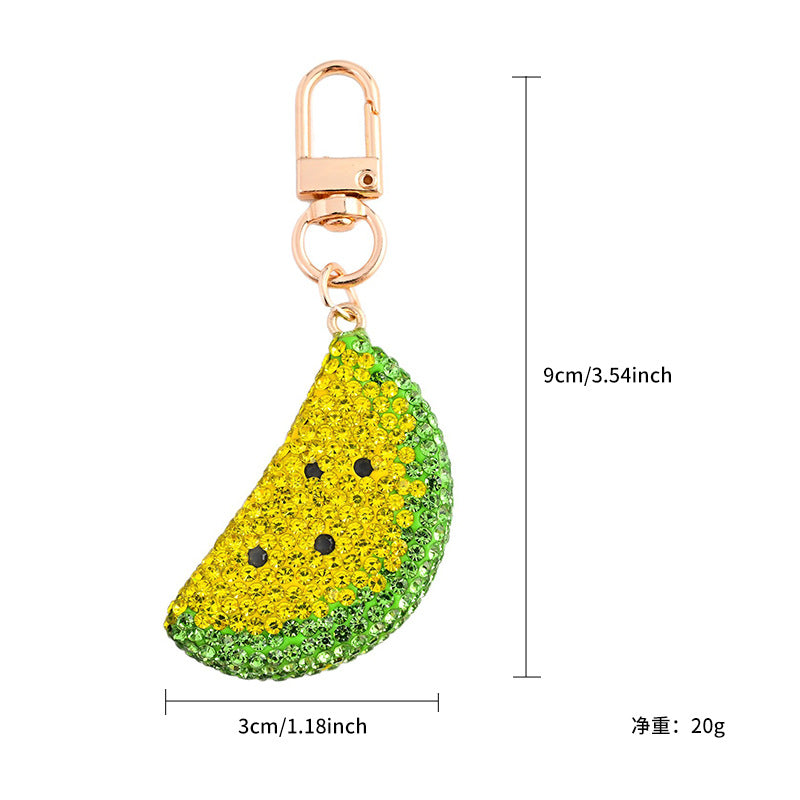 Wholesale Simple Diamond-Encrusted Double-Sided Cute Watermelon Bag Car Keychain