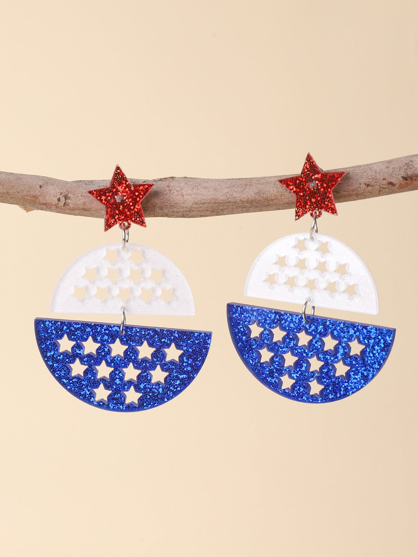 Wholesale Half Circle Acrylic Independence Day Earrings
