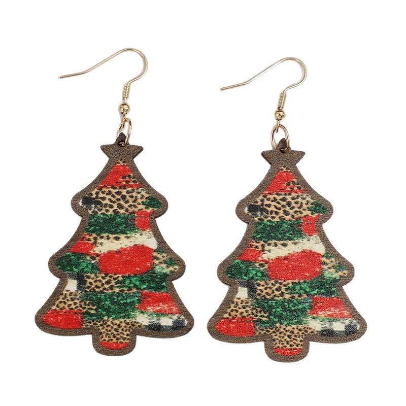 Wholesale Trendy Wooden Christmas Tree Earrings Bohemian Retro French Style Jewelry Accessory For Holiday Party Gift And Boutique Resale