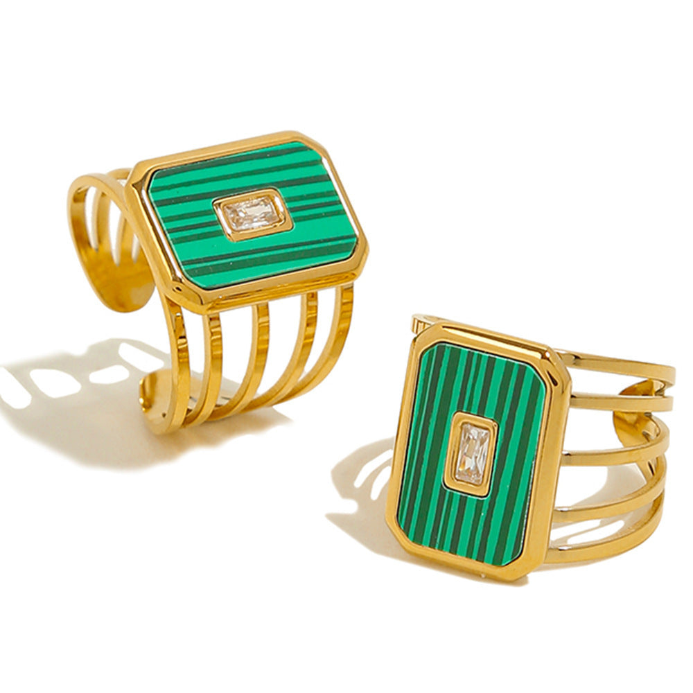 Wholesale  Natural Stone opening titanium steel ring