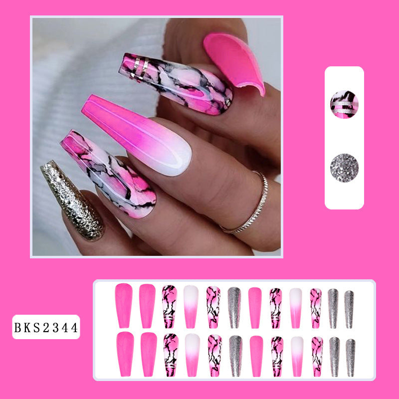 Wholesale Plastic Press on Nails Kits Purple Red Marble Nail Art ACC-NS-MeiSu006