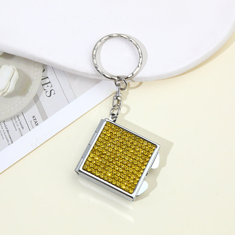 Wholesale Rhinestone Mini Portable Makeup Mirror Keychain ACC-KC-ZhiYa019