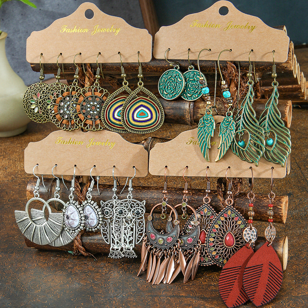 Wholesale Bohemian Big Circle Leaf Long Tassel Earrings Alloy - Stylish Jewelry Accessory