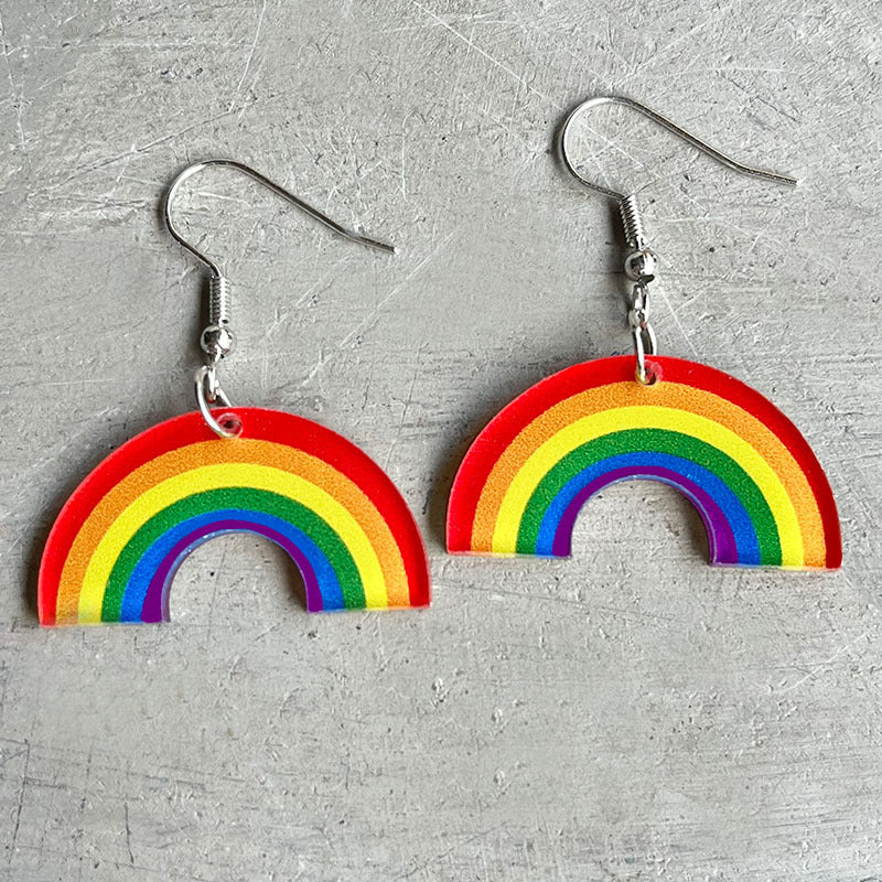 Wholesale 2 Pairs/pack LGBT Rainbow Geometric Shape Acrylic Earrings